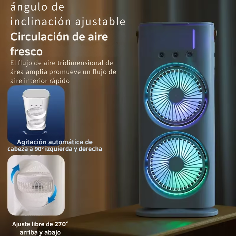 🌬️ Ventilador USB 3 en 1 con Luz LED y Humidificador